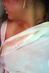 Indian Wife Wearing Wet Sari Boobs Visible