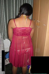 Indian Bhabhi Sadaf Stripping Her Red Nighty