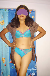 Indian Babe Guddia Sexy Blue Lingerie