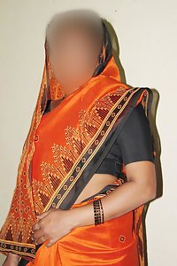 Indian Housewife Shamina Orange Saree Naked