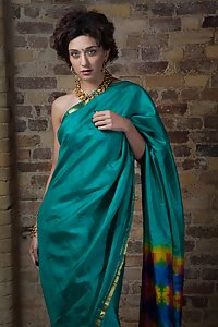 Indian Sexy Babe Namrita Green Sari Show