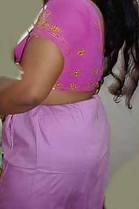 Indian Wife Mahek Pink Saree Stripped Nude