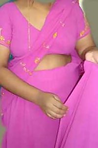 Indian Wife Mahek Pink Saree Stripped Nude