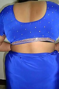 Indian Aunty Bano Blue Blouse Stripped Nude