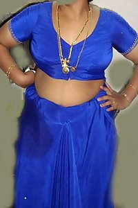 Indian Aunty Bano Blue Blouse Stripped Nude