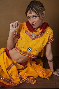 Nude NRI Gujarati Traditional Dress Chania Cholie