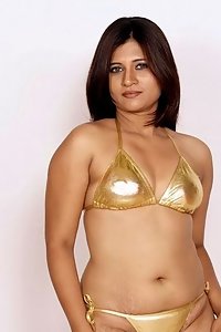 Hot Indian Model Nikita In Golden Bikini